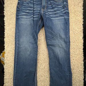 BKE Derek Mens Straight Blue Denim Distressed Western Jeans Size 32Rx31